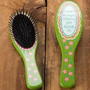 Wood Brush "Friends are Angels"